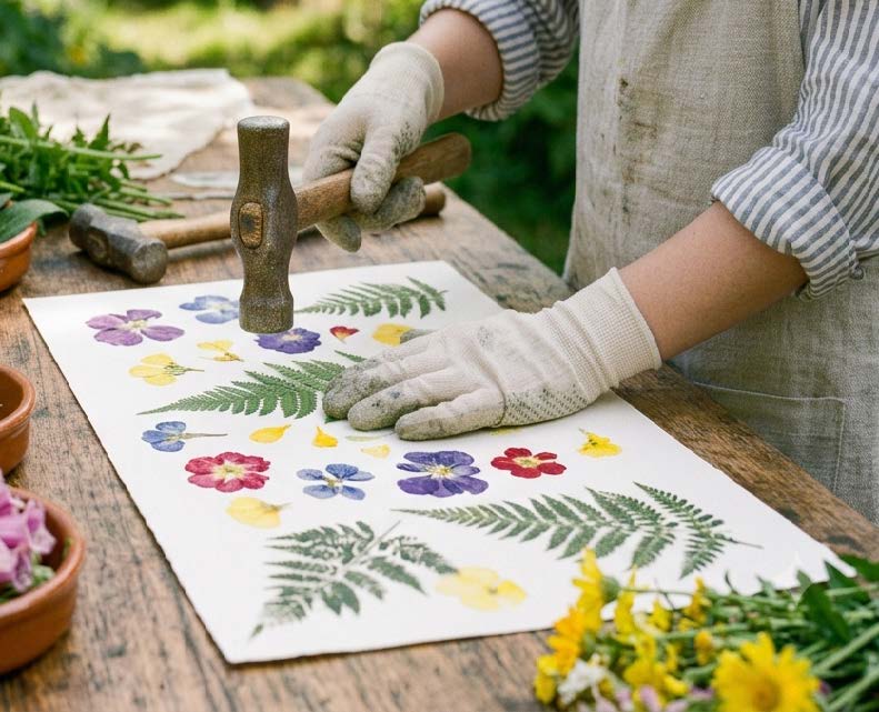 植物のたたき染め